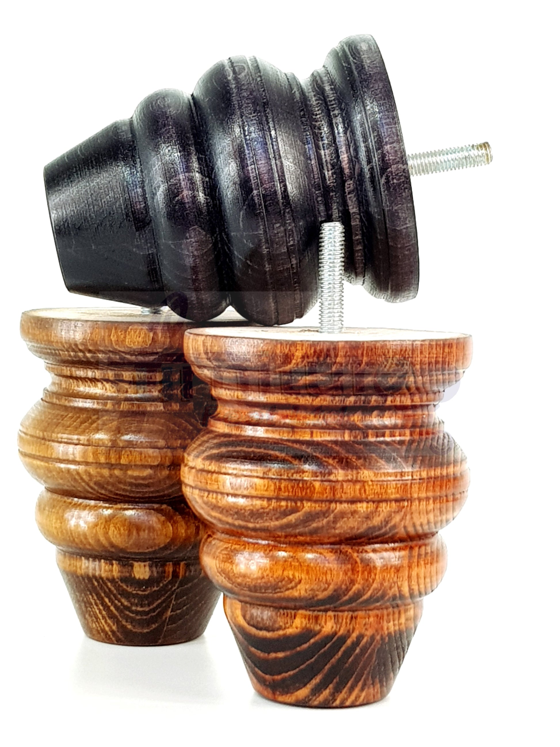 4 Turned Wood Furniture Legs Replacement Feet 110mm High Chairs Stools Sofa's Beds Settee M10 Thread