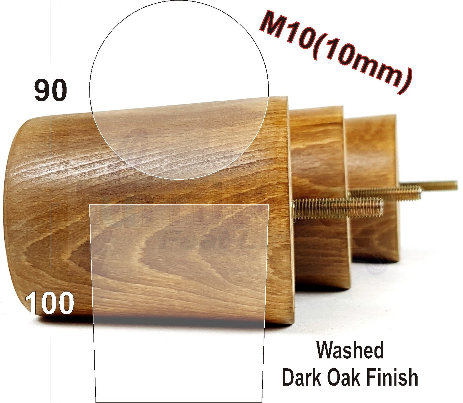 4x Turned Wood Furniture Legs Chair Sofa Bed M10 Replacement Settee Feet 100mm