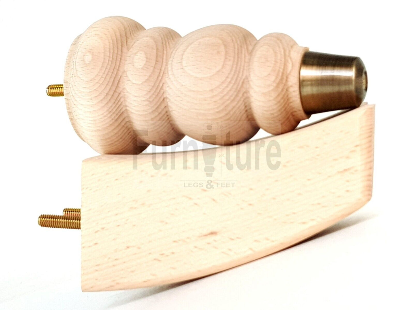 2x Brass Slipper Cup Furniture Feet & 2 Curved M8 Chair Sofa Settee Legs 165mm