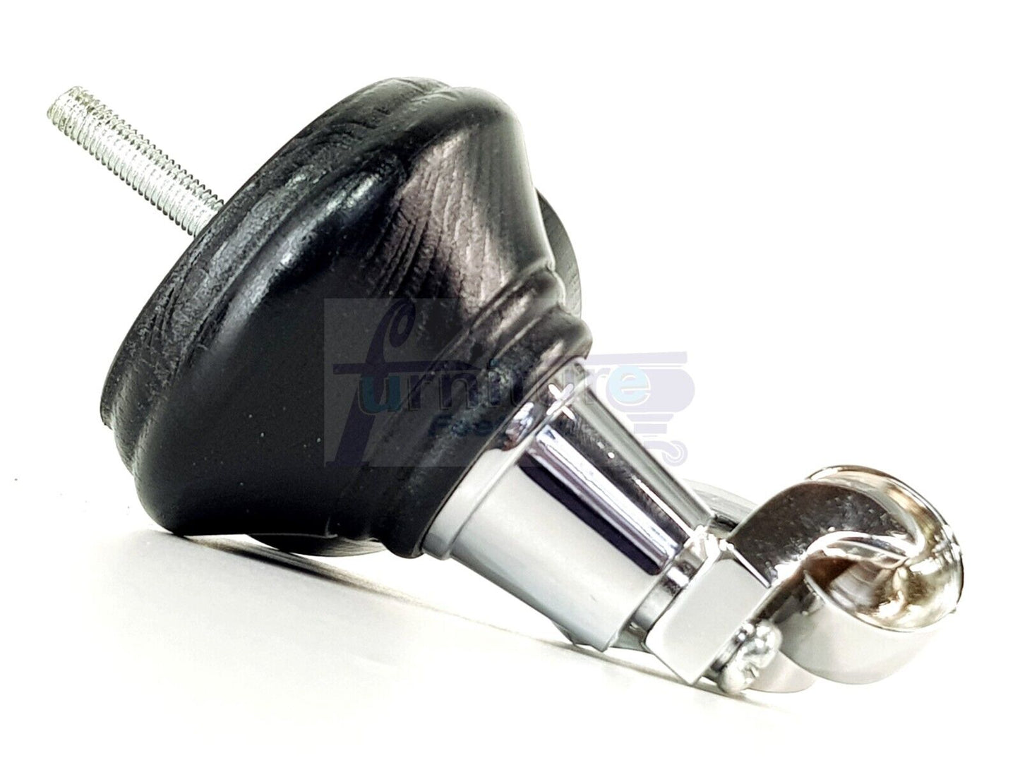 4x Black Wooden Furniture Sofa Legs M8 With Castors Replacment Chair Settee Feet 115mm - 125mm High