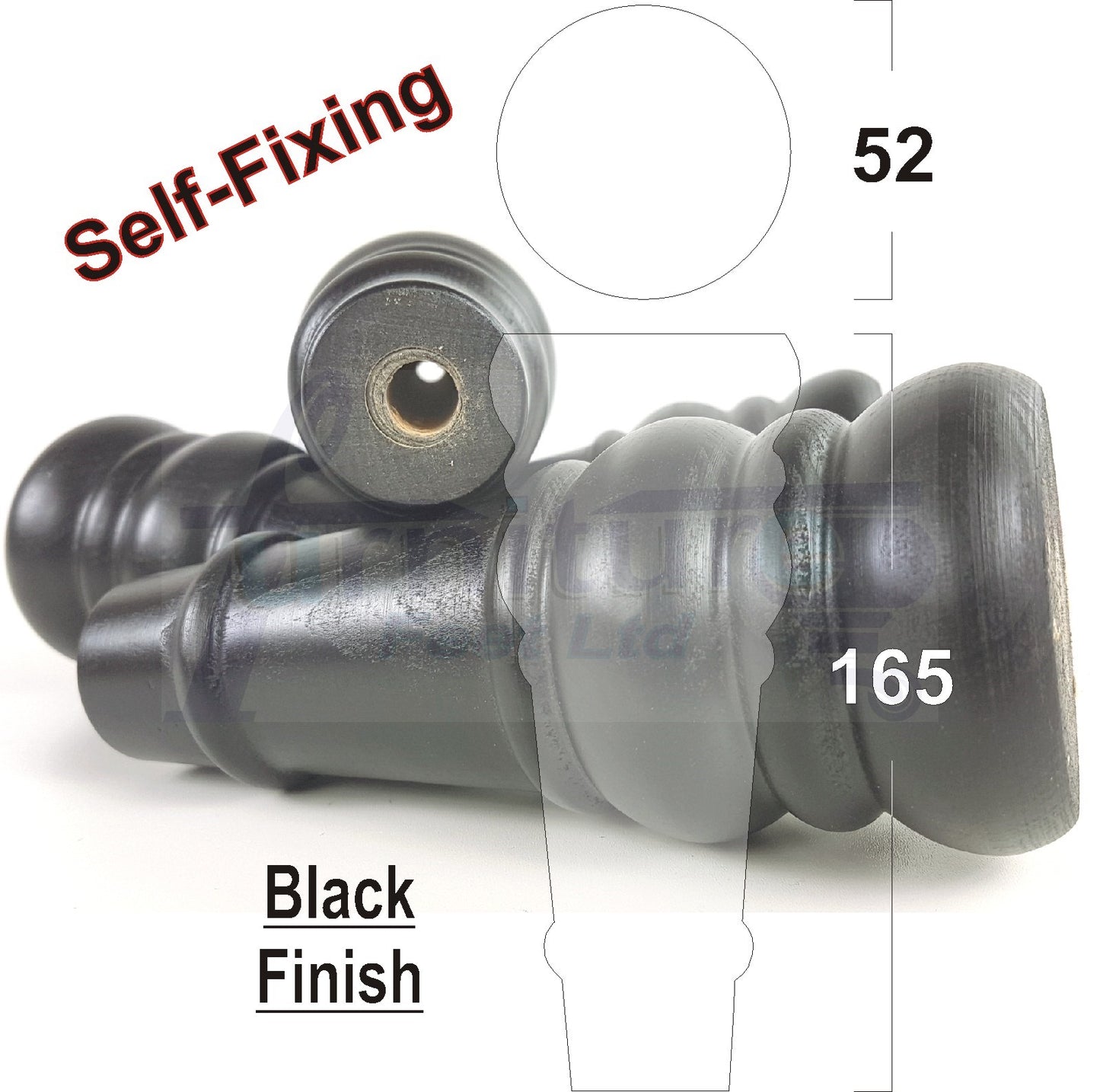 4x Wood Turned Furniture Legs Replacement Feet 165mm High 6.5 Inches Chairs Sofa's Beds Settee Cabinets Self-Fix