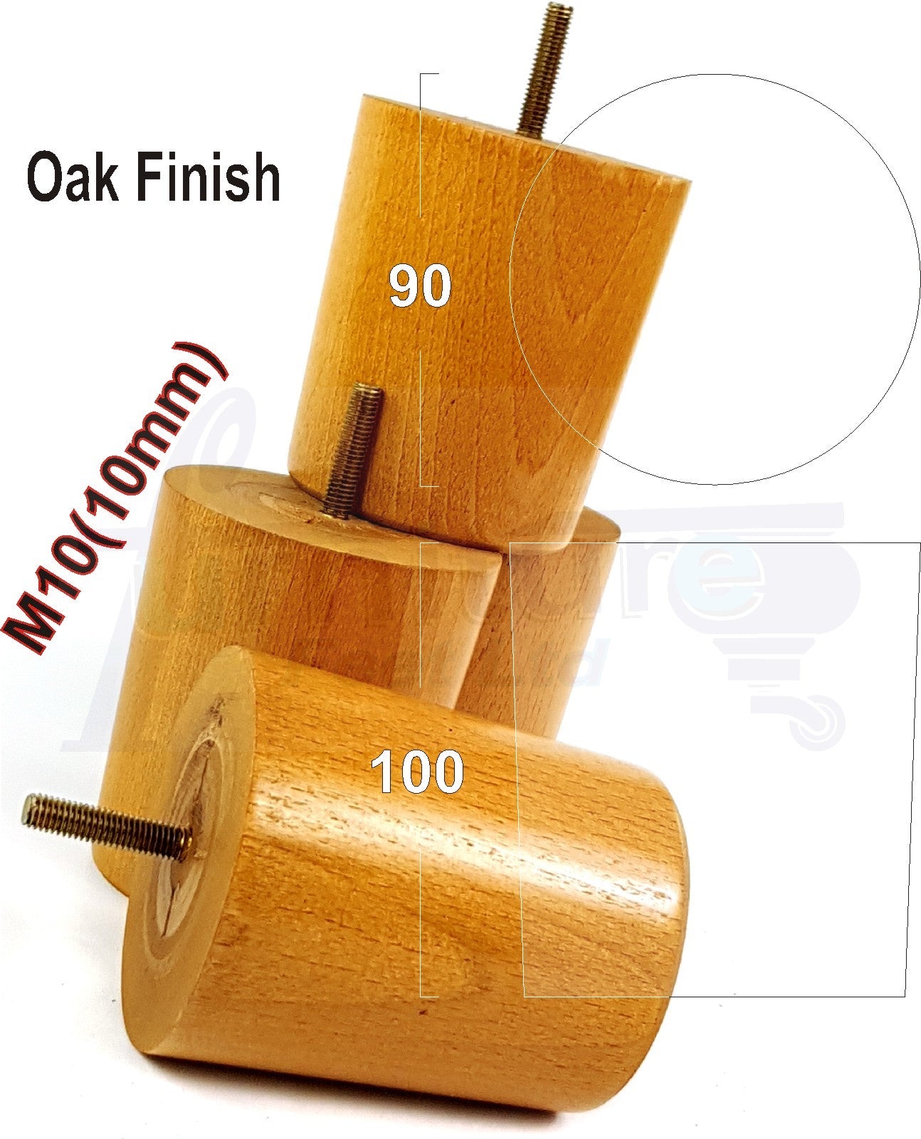 4x Turned Wood Furniture Legs Chair Sofa Bed M10 Replacement Settee Feet 100mm