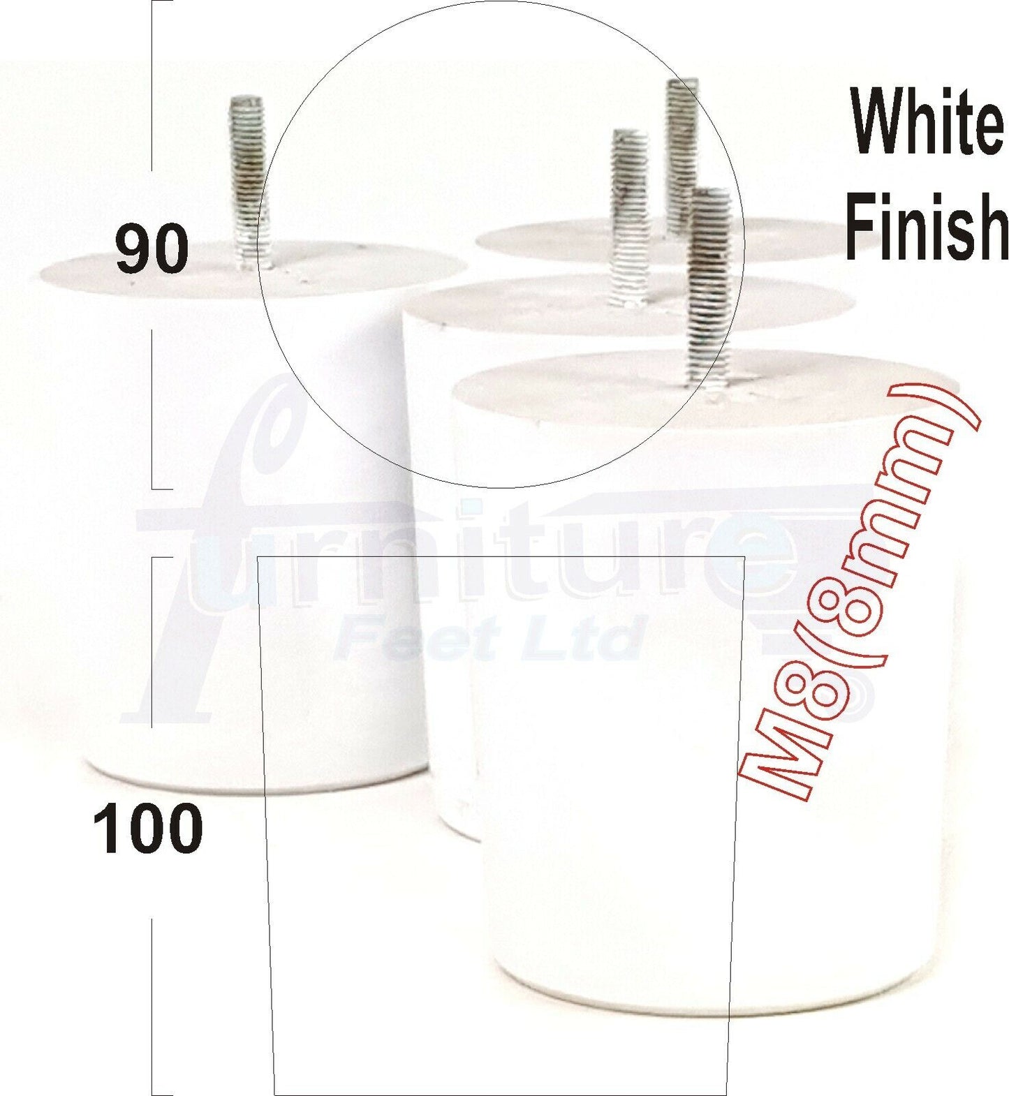 4x Turned Wood Furniture Legs Chair Sofa Bed M8 Replacement Settee Feet 100mm