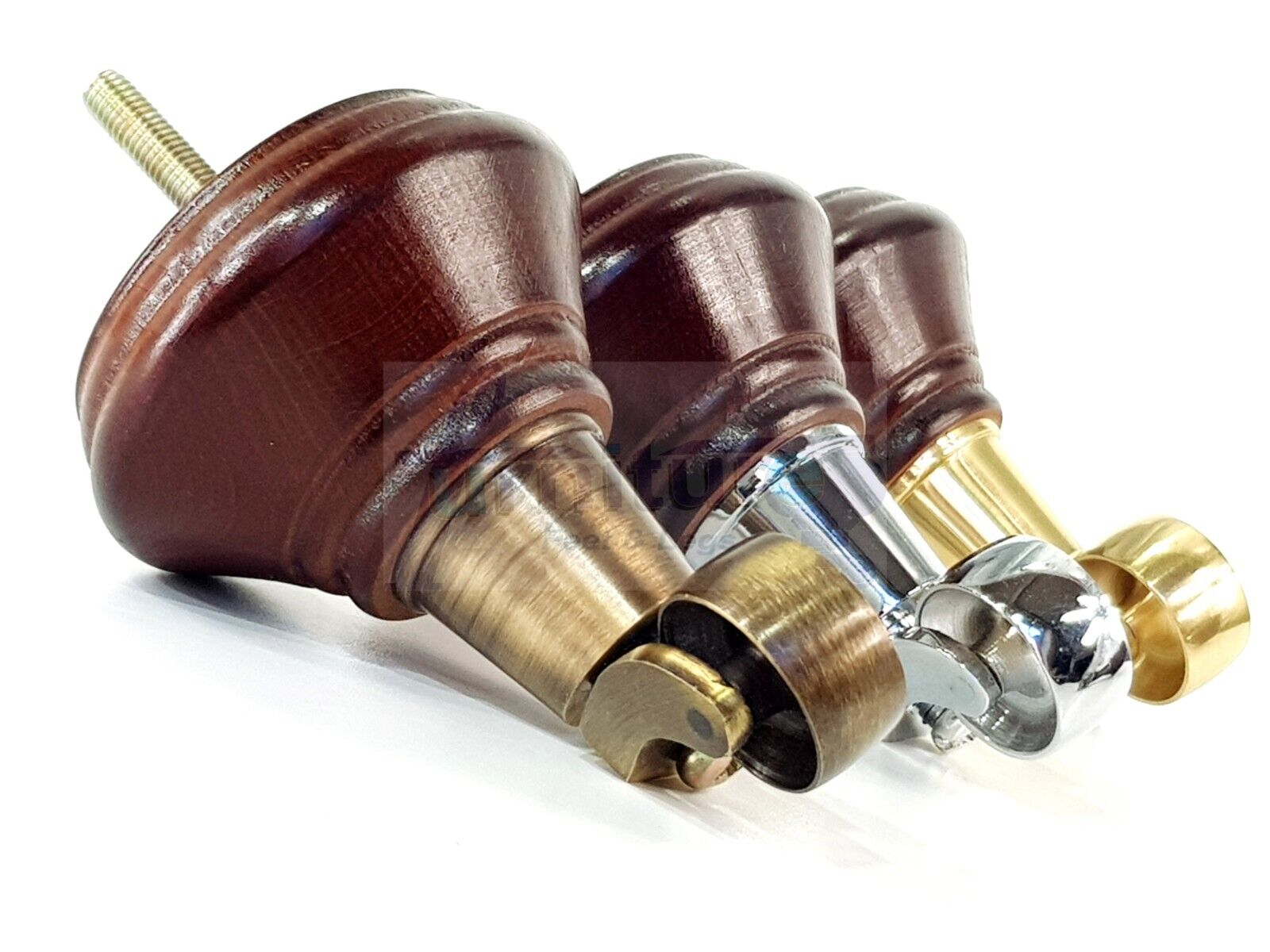 4x Antique Mahogany Wooden Furniture Sofa Legs M8 With Castors Replacment Chair Settee Feet 115mm - 125mm High