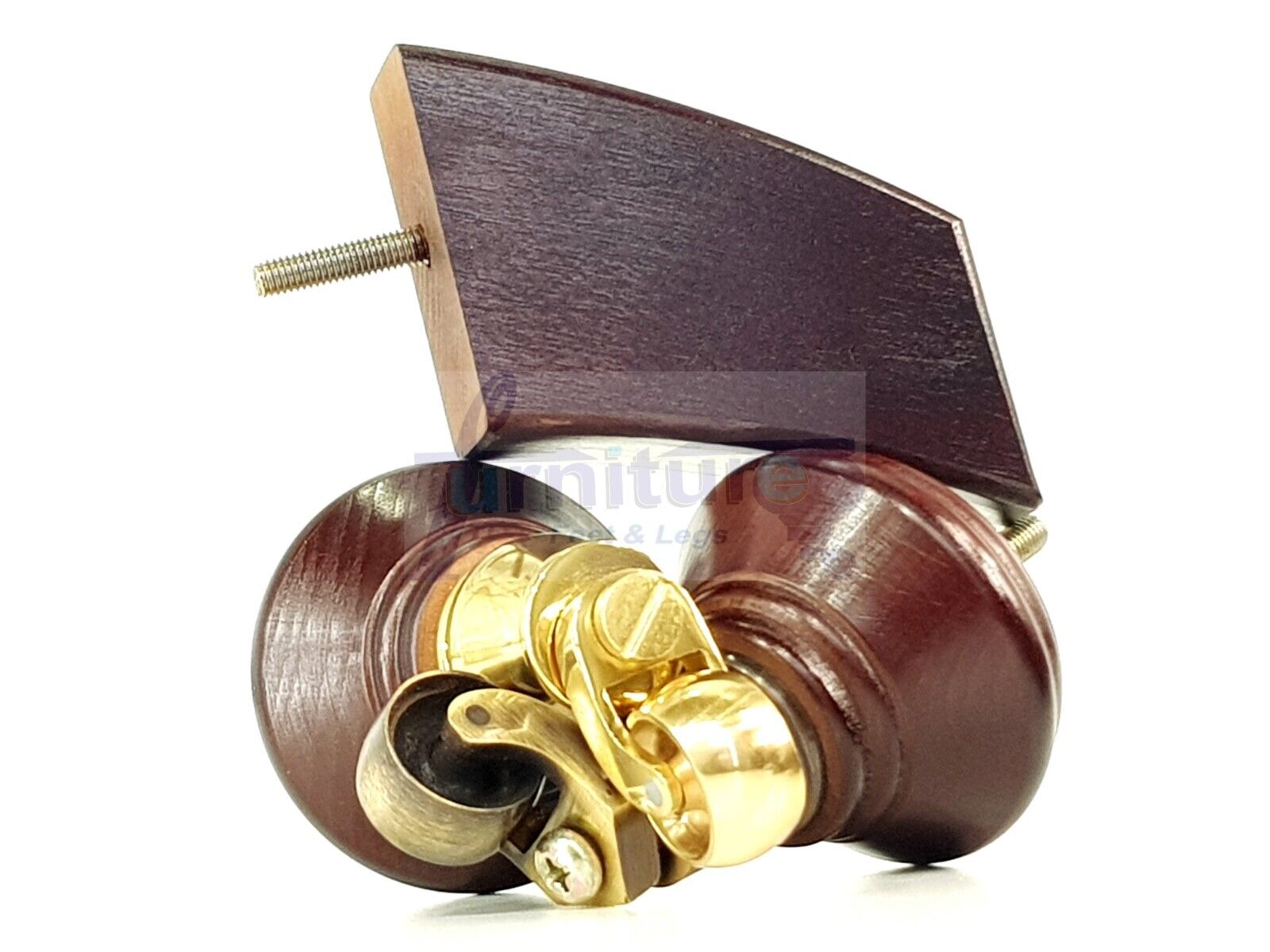 2 Antique Mahogany Wood Furniture Sofa Feet With Castor 125mm & 2 Curved Legs Chair Settee 100mm High M8