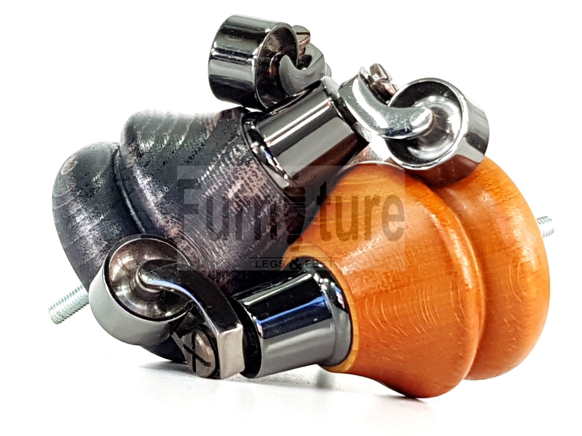 Set Of 4 Turned Furniture Wood Feet With Black Castors 140mm Sofas Chairs Settee Cabinets Beds M8(8mm)