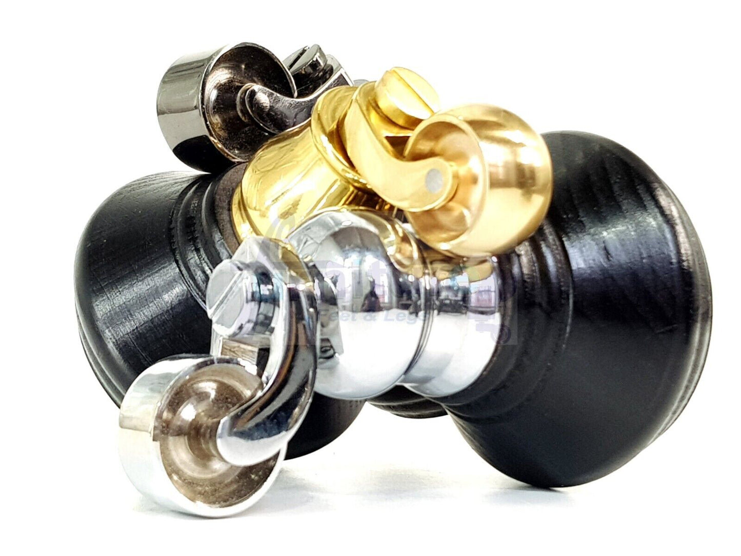 4x Black Wooden Furniture Sofa Legs M8 With Castors Replacment Chair Settee Feet 115mm - 125mm High