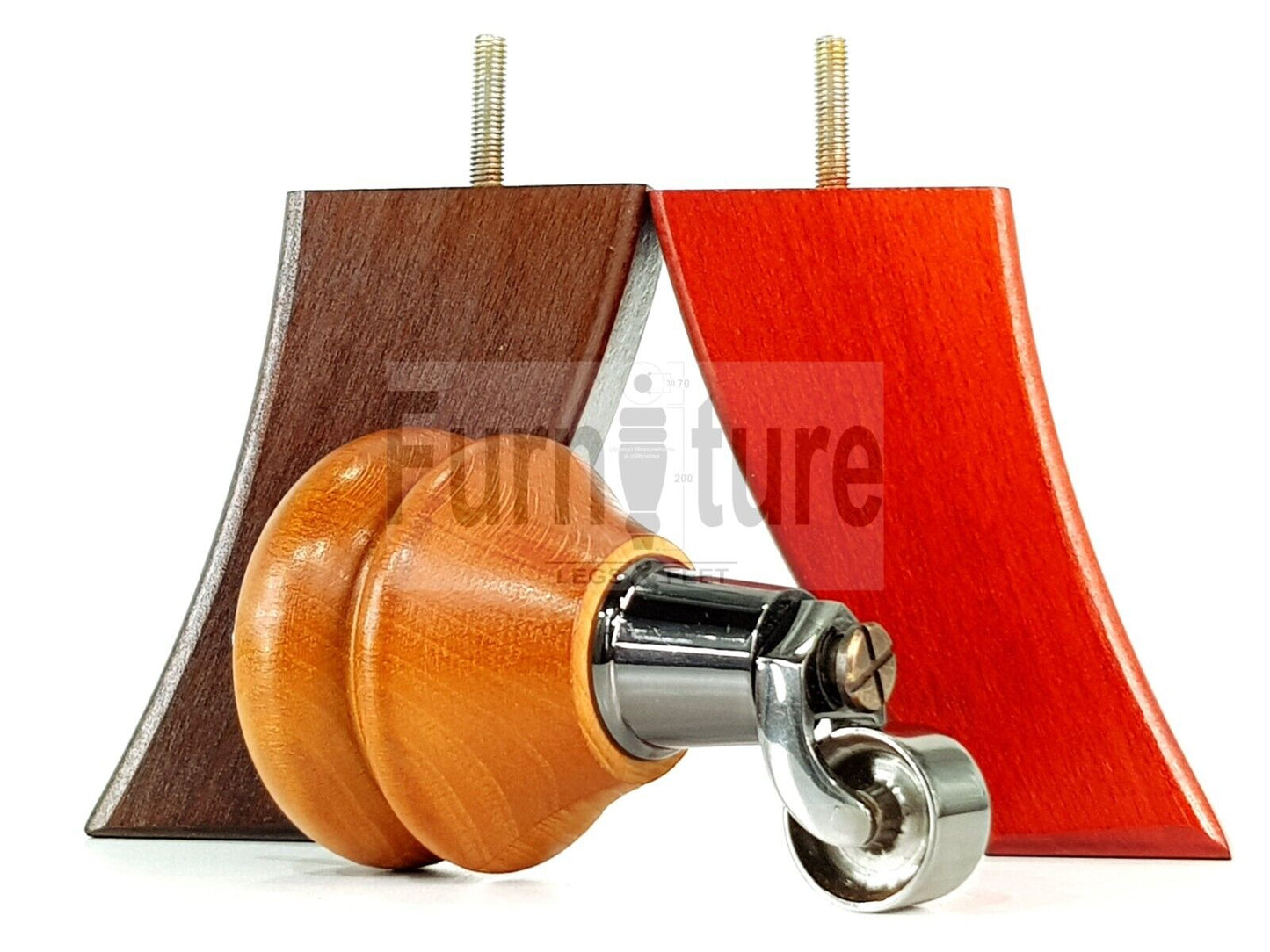 Turned Wood Furniture Feet 2 With Nickle Castor 140mm & 2 Curved Back Legs Sofas Chairs Stools Cabinets Beds M8