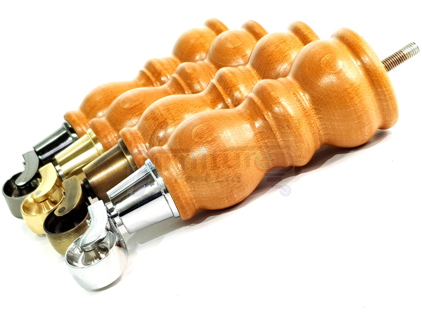 Solid Wood Furniture Feet With Castors Set of 4 Legs 205mm High For Sofas Chairs Stools Cabinets & Beds M8