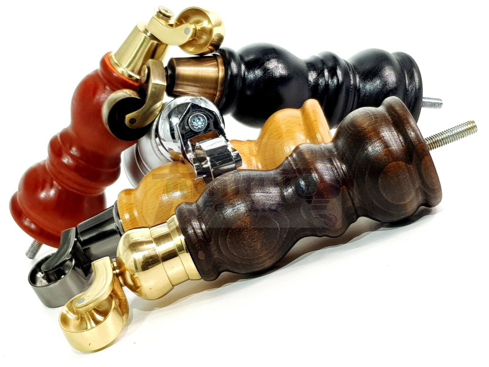 4x Furniture Feet With Castor 205mm High Legs Walnut Wood Finish M8 Sofas Chairs Stools Cabinets 8 Inches Tall