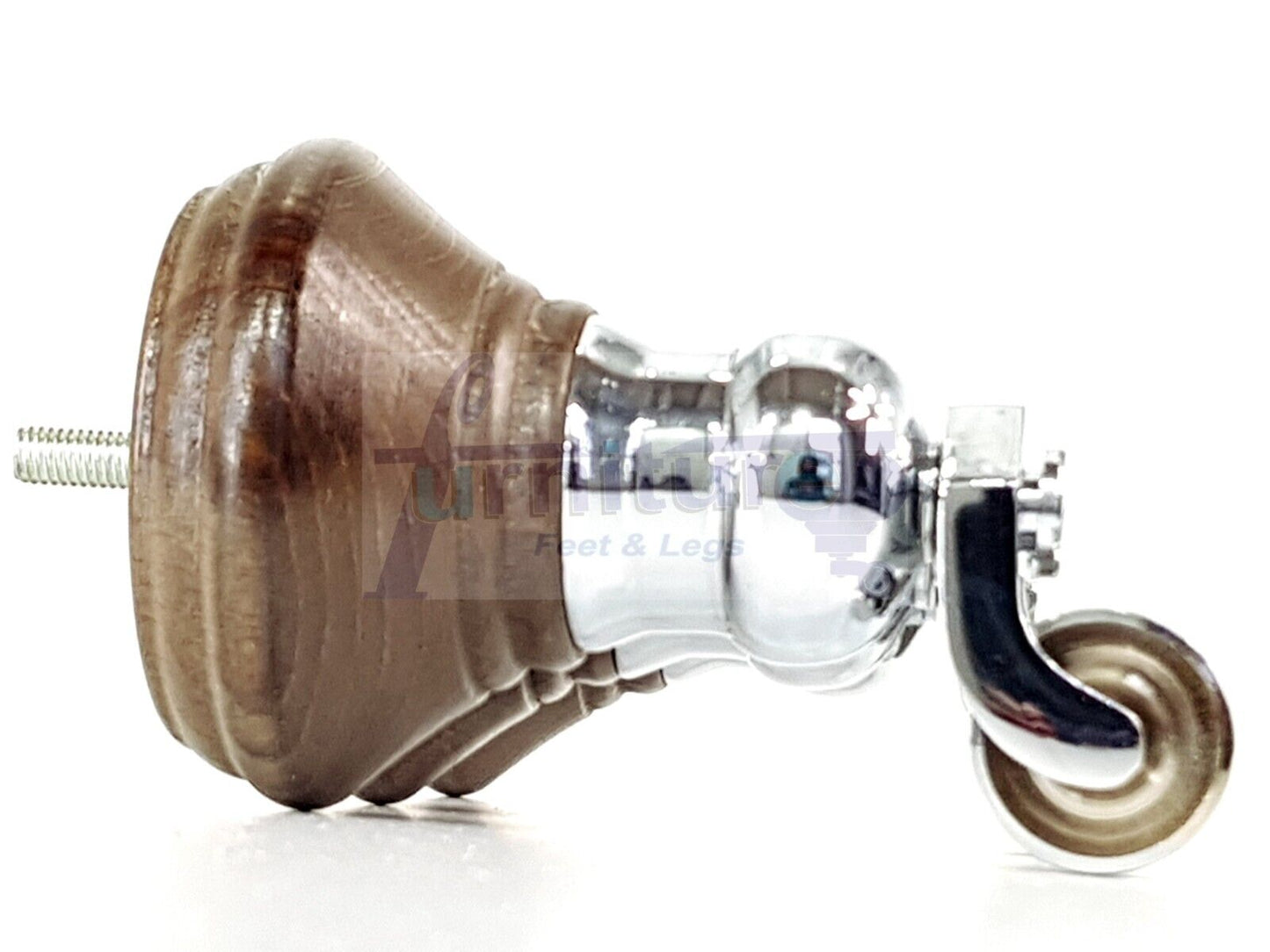 4x Antique Brown Stain Wooden Furniture Sofa Legs M8 With Castors Replacment Chair Settee Feet 115mm - 125mm High