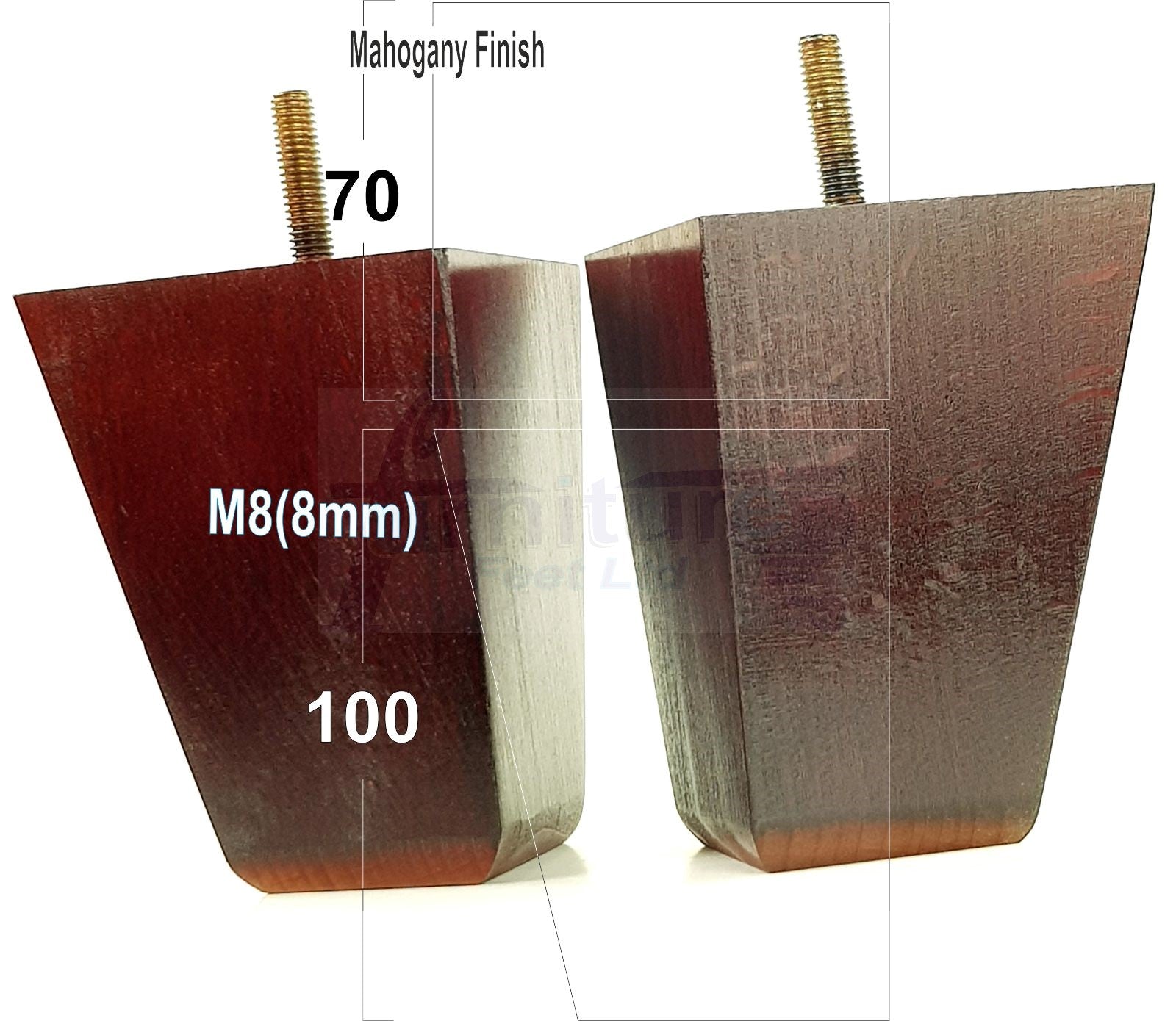 4x Angled Block Wood Sofa Legs 100mm High Replacement Furniture Feet Chairs Cabinets M8(8mm)