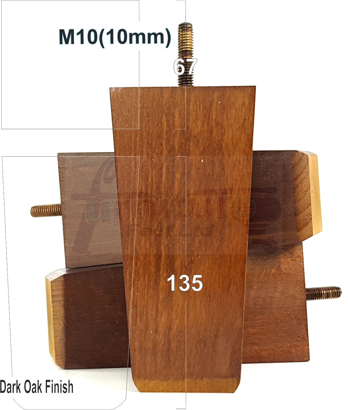 4x Block Wood Sofa Legs 135mm High Replacement Furniture Feet Chairs Cabinets M10 Thread	