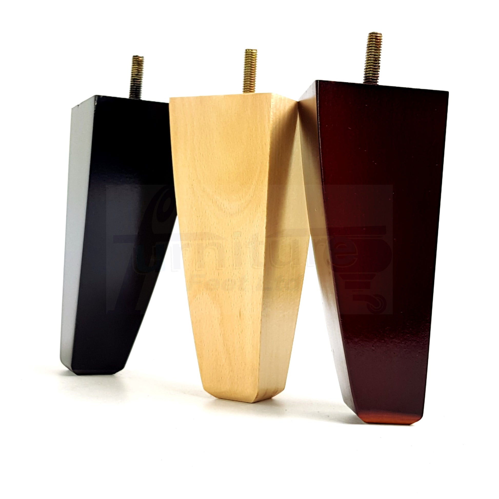 4x Tapered Square Furniture Legs Sofa Feet M10 Thread for Chairs, Settees 150mm High