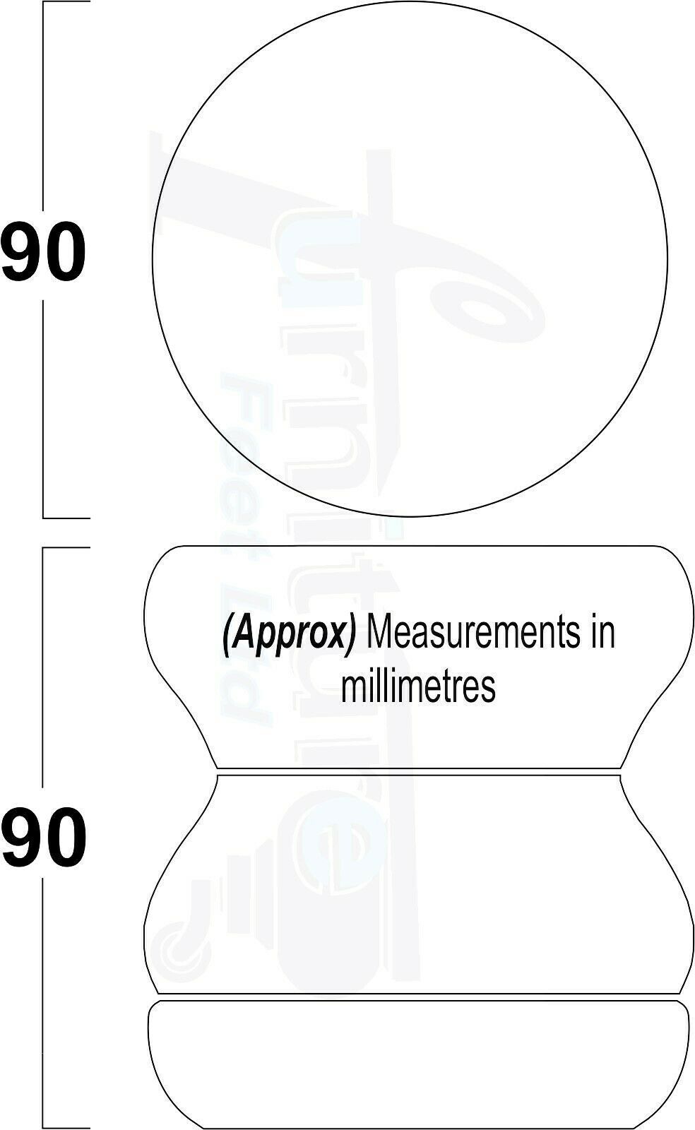 4x Turned Solid Wood Furniture Legs Replacement Bun Feet 90mm High 8mm Thread