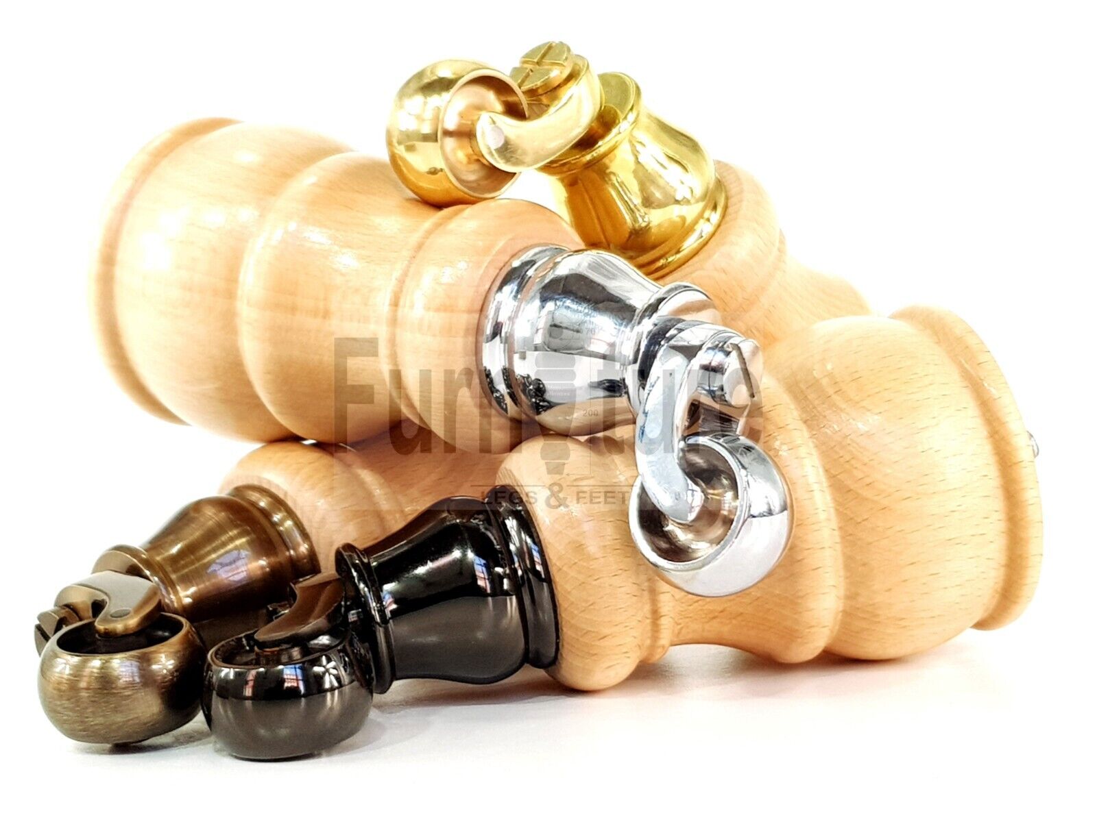 4 Turned Wood Feet Natural Castor Legs Chair Furniture Stools Sofa Chairs M8 160mm 6 Inch High