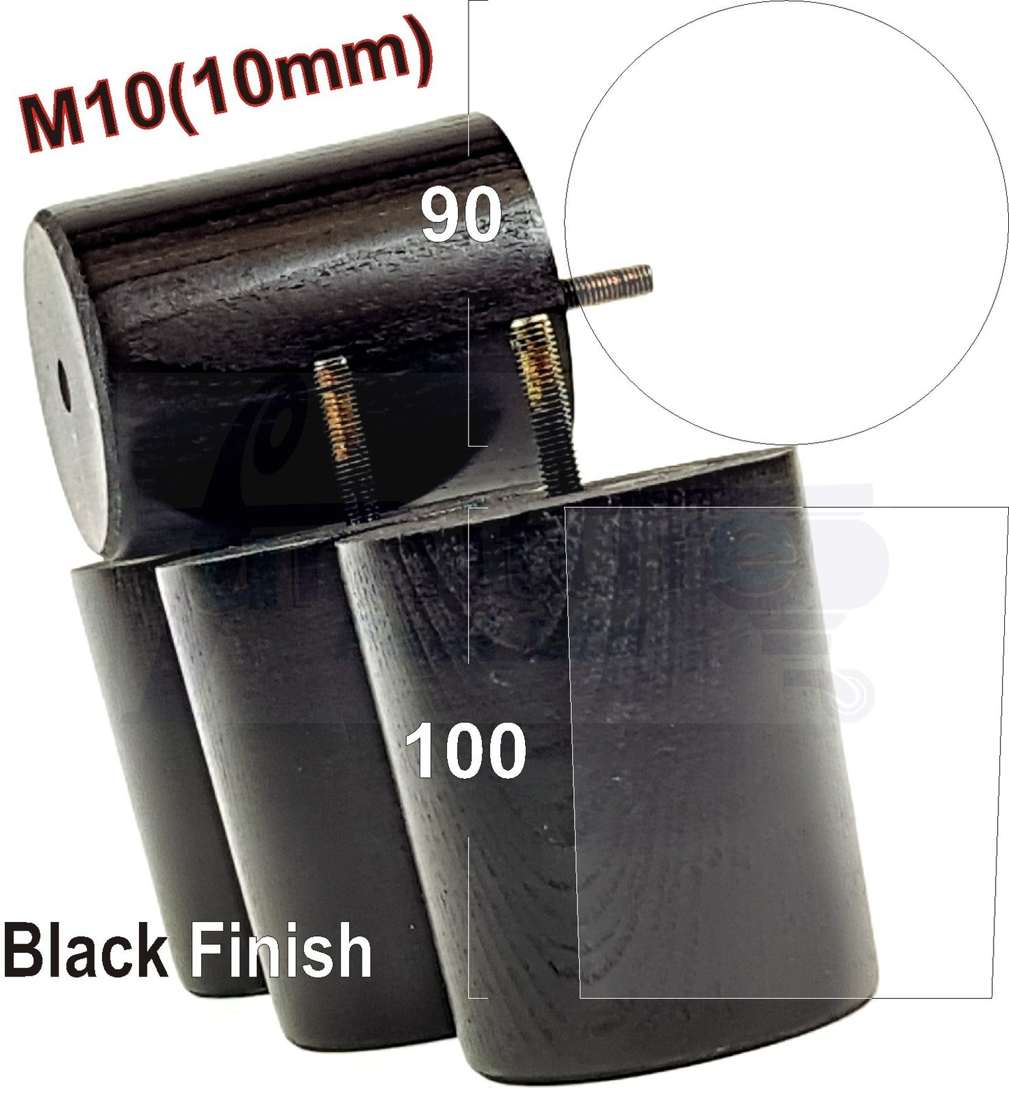 4x Turned Wood Furniture Legs Chair Sofa Bed M10 Replacement Settee Feet 100mm