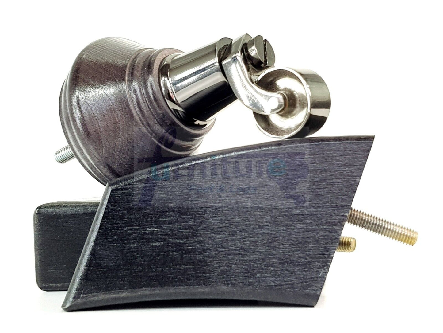 2 Black Stain Wood Furniture Sofa Feet With Castor 125mm & 2 Curved Legs Chair Settee 100mm High M8