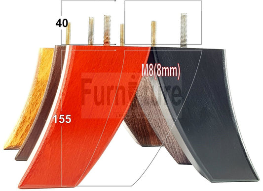 SET OF 4 WOODEN FURNITURE FEET 155mm HIGH REPLACEMENT SOFA LEGS 8mm Thread