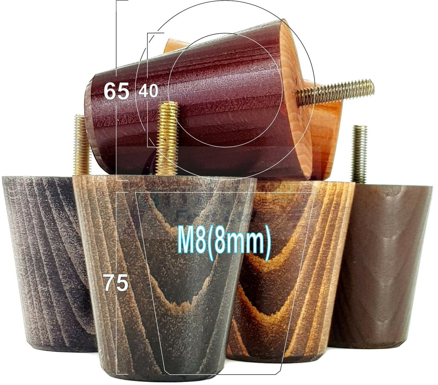 4x Solid Wood Turned Furniture Legs Replacement Bun Feet 75mm High Chairs Stools Sofa's Beds Settee M8
