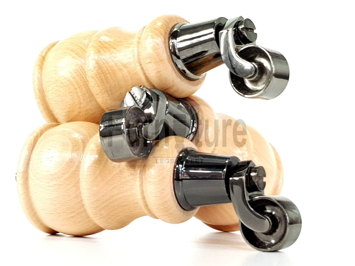 4 Turned Wood Feet Natural Castor Legs Chair Furniture Stools Sofa Chairs M8 160mm 6 Inch High