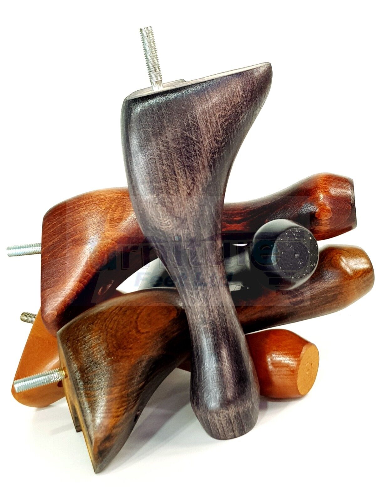 4 Solid Wood Furniture Feet 150mm High Queen Anne Replacement Legs M8 (8mm) 6 Inches Chair Stools Bed Sofa Georgian Style