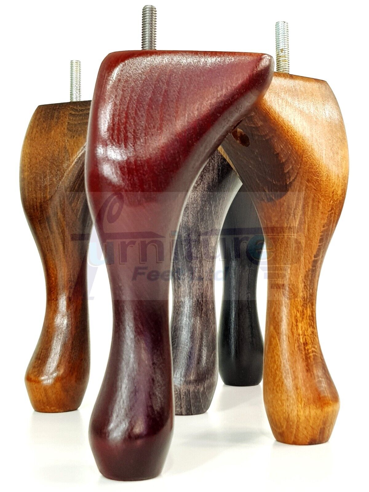 4 Solid Wood Furniture Feet 150mm High Queen Anne Replacement Legs M8 (8mm) 6 Inches Chair Stools Bed Sofa Georgian Style