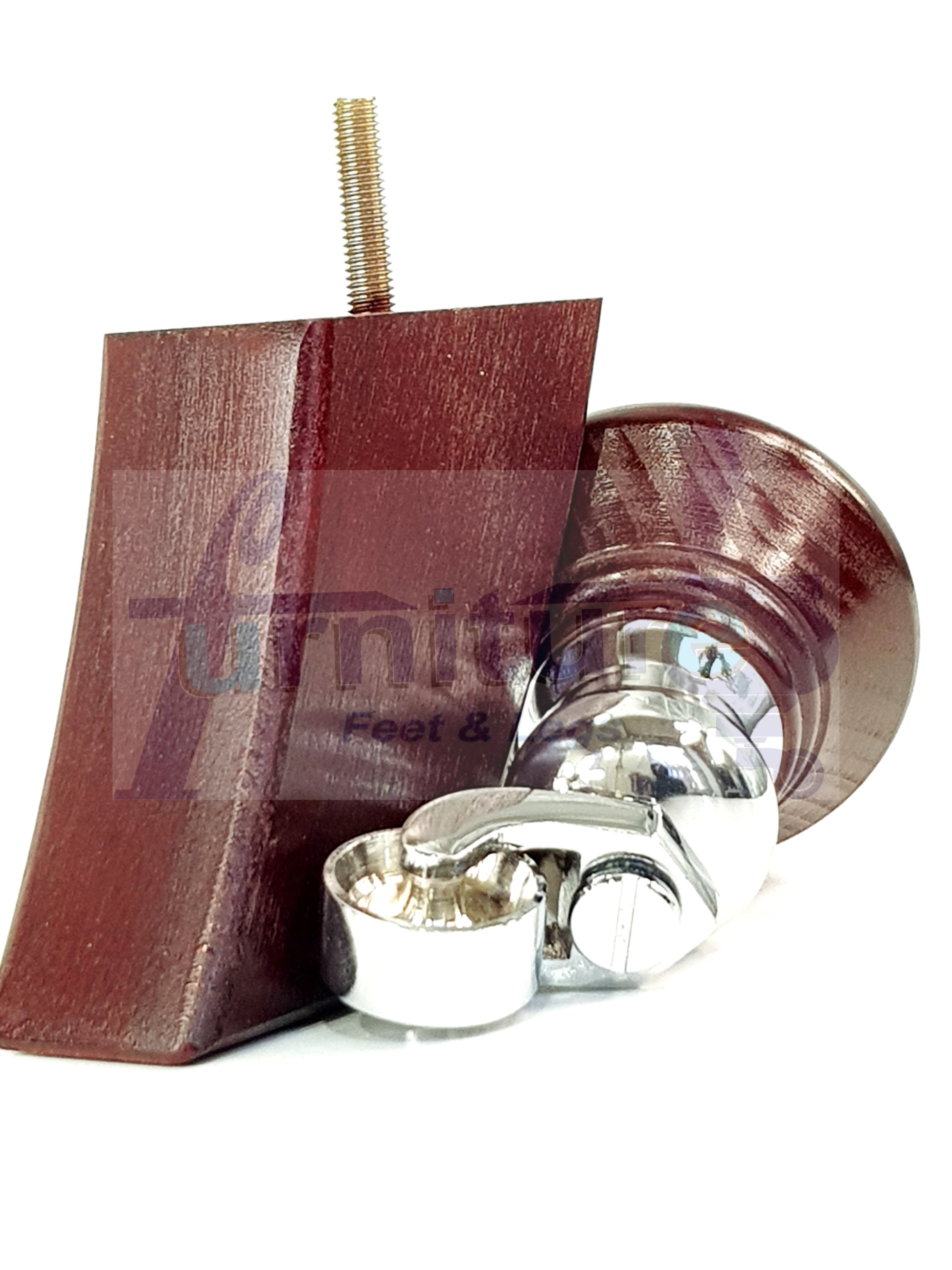 4 Turned Mahogany Replacement Furniture Legs With Wheels 2 Castor Feet 120mm High 2 Curved Wood Chairs Stools Sofa Beds Cabinets M8