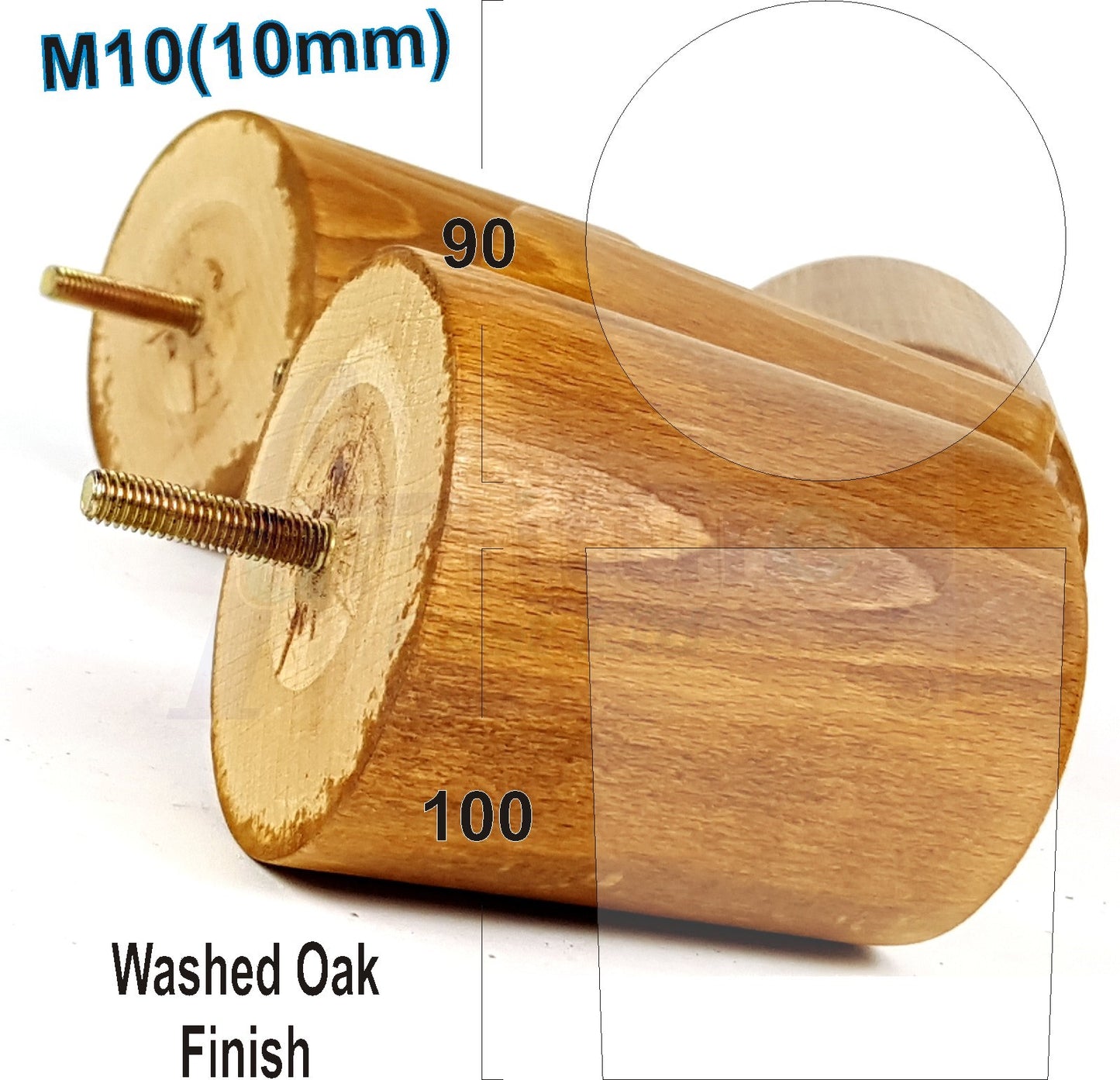 4x Turned Wood Furniture Legs Chair Sofa Bed M10 Replacement Settee Feet 100mm