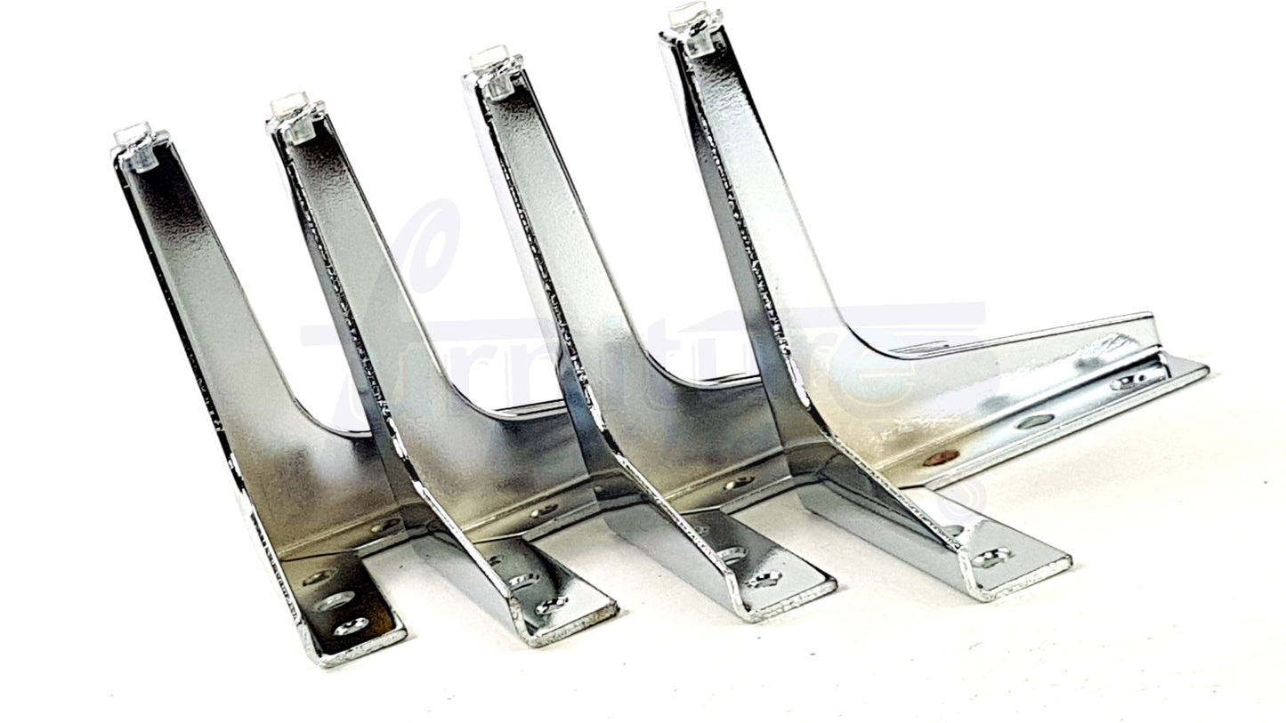 4x Metal Feet Silver Chrome Finished Furniture Metal Legs 150mm High For Sofa Chairs Stools Beds Cabinets Corner Furniture Leg Self Fixing