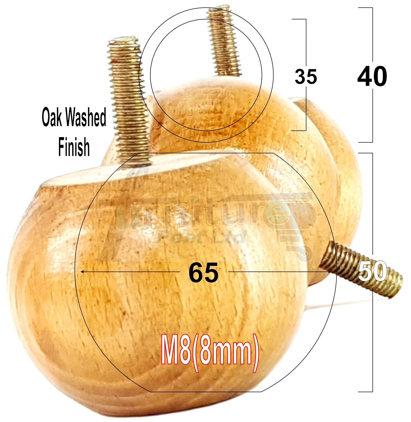 4 Solid Round Wood Turned Furniture Legs Replacement Bun Feet 2 Inches 50mm High Chairs Sofa Beds Settee M8 