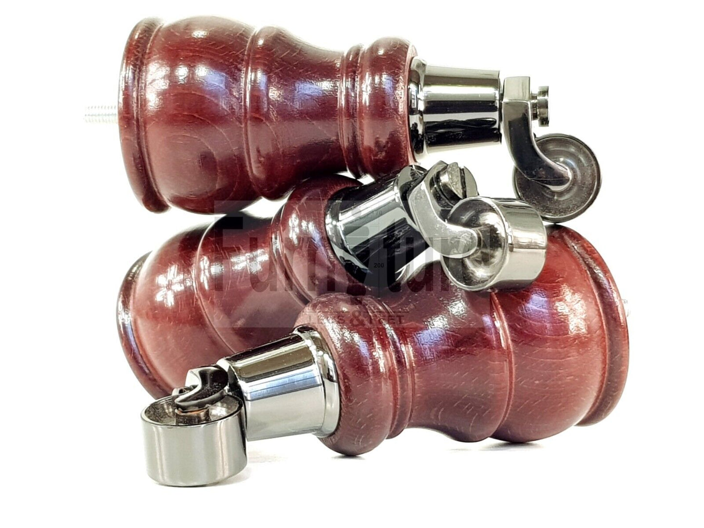 4 Turned Wood Feet Mahogany Castor Legs Chair Furniture Stools Sofa Chairs M8 160mm 6 Inch High