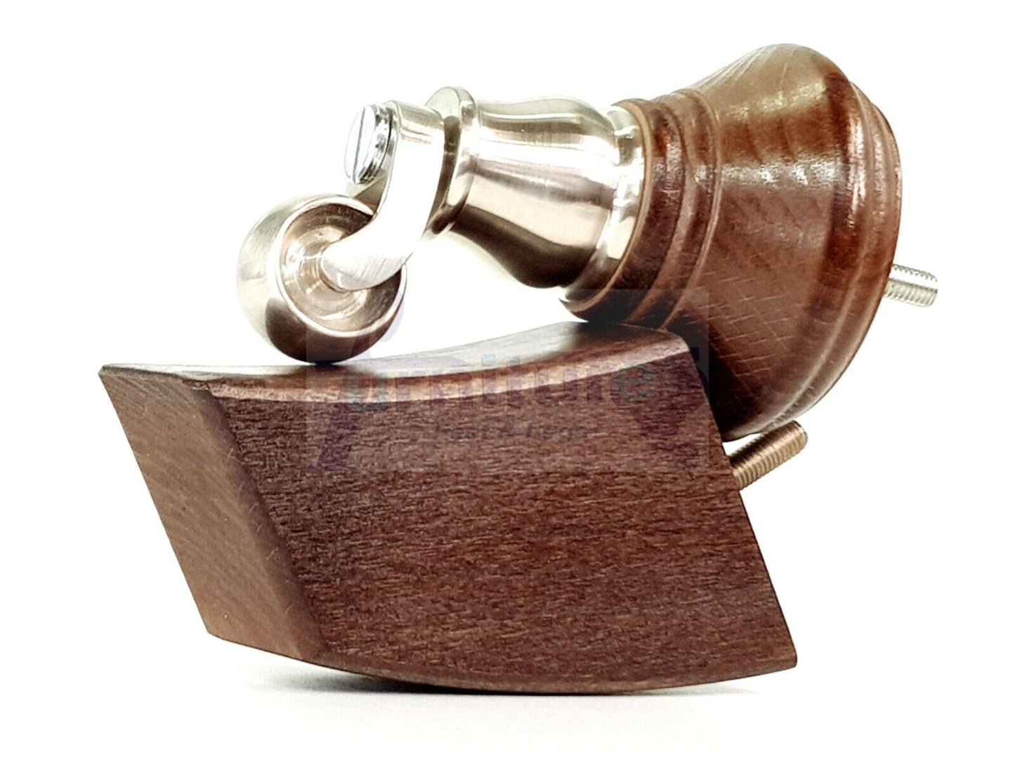 2 Antique Mahogany Stain Wood Furniture Sofa Feet With Castor 125mm & 2 Curved Legs Chair Settee 100mm High M8