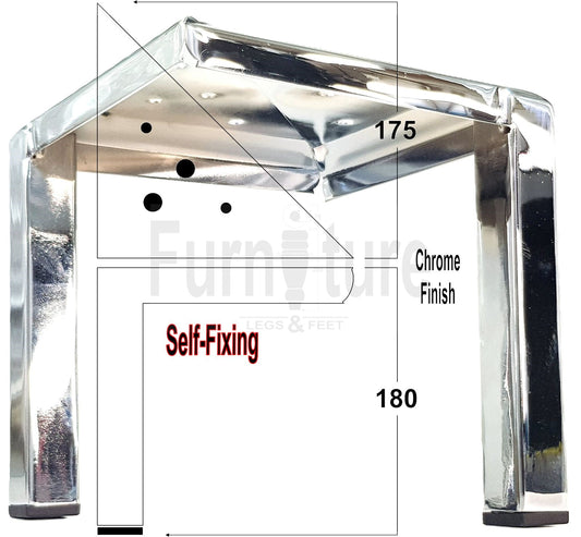 4 Metal Legs Chrome Corner Feet 180mm High Easily Fix With Screws