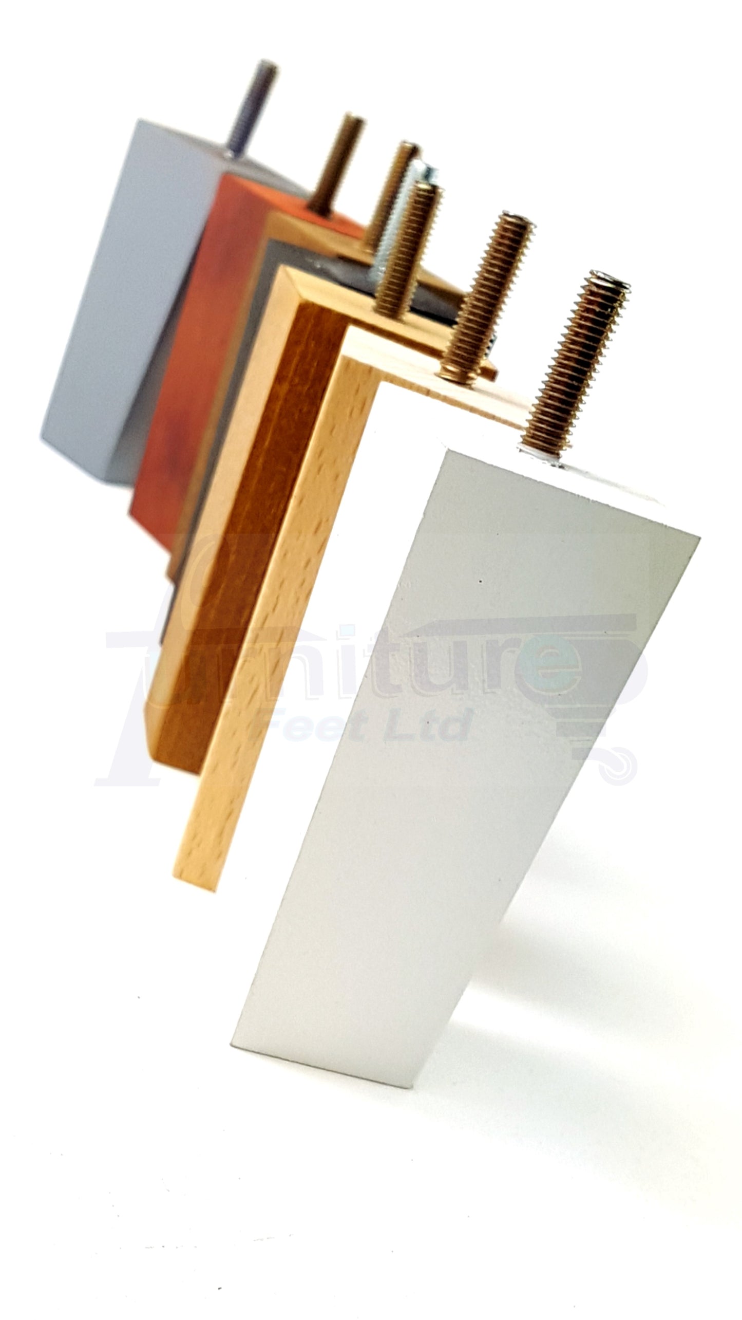 4x Solid Wood Block Furniture Legs Replacement Square Feet 100mm High M8 Thread