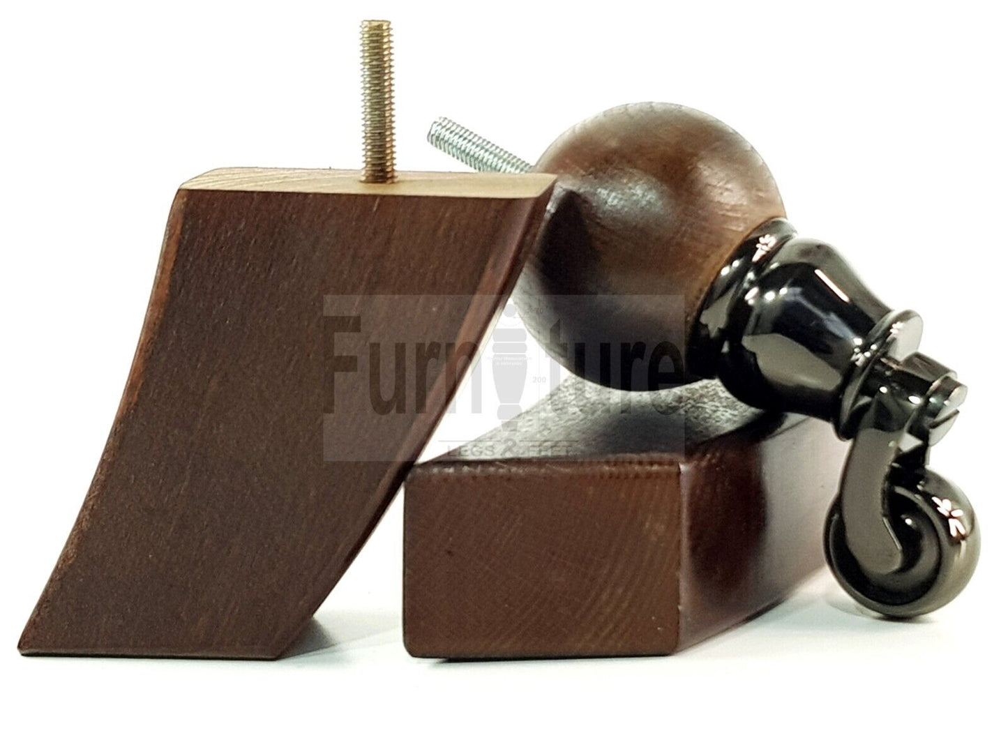 4x Solid Wood Furniture Chair Settee Leg M8 Sofa Feet 2x With Castors 118mm High