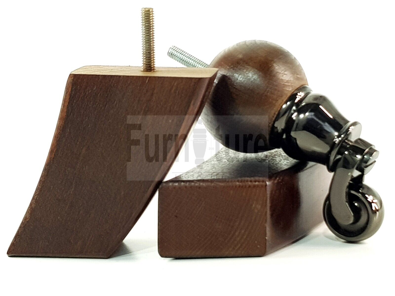 4x Solid Wood Furniture Chair Settee Leg M8 Sofa Feet 2x With Castors 118mm High