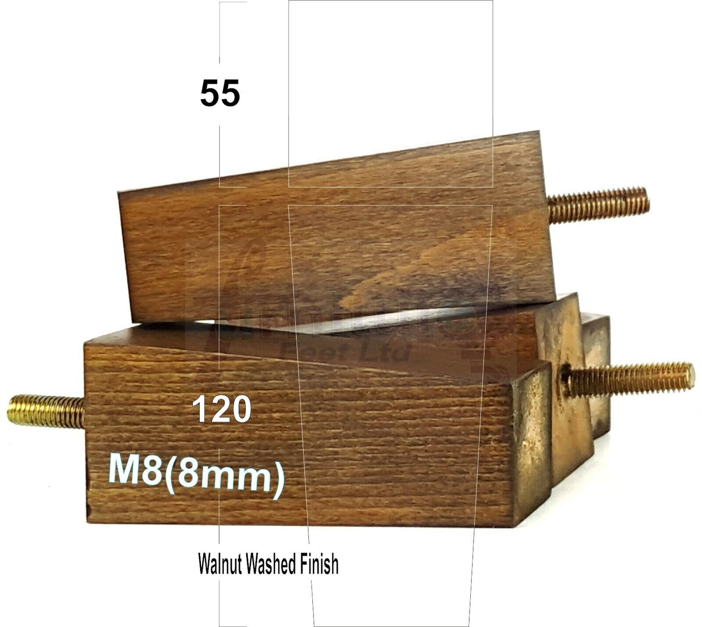 4x Solid Wood Furniture Legs Chair Settee Replacement Feet 120mm High 8mm Thread