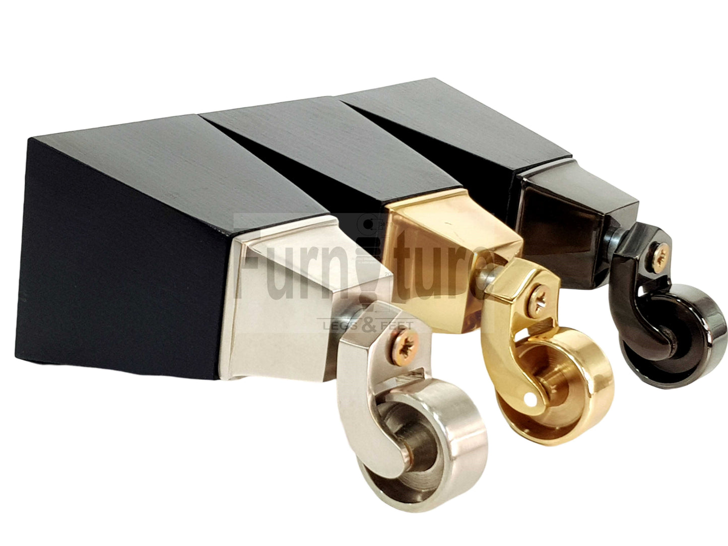 4x Block Wood With Castor Furniture Legs 8mm Thread For Chairs Settees Sofa 150mm