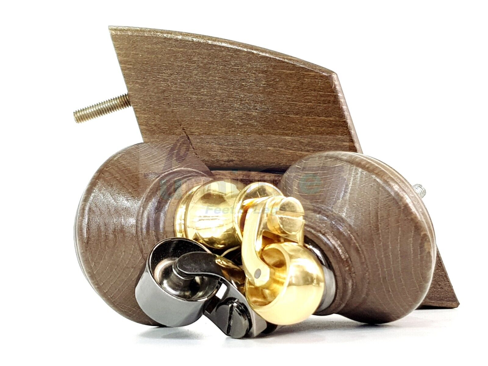 2 Antique Brown Stain Wood Furniture Sofa Feet With Castor 125mm & 2 Curved Legs Chair Settee 100mm High M8