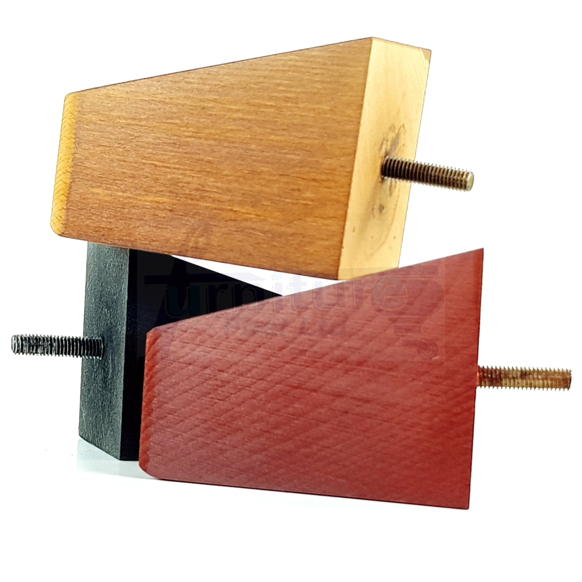 4x Angled Block Wood Sofa Legs 100mm High Replacement Furniture Feet Chairs Cabinets M10 Thread