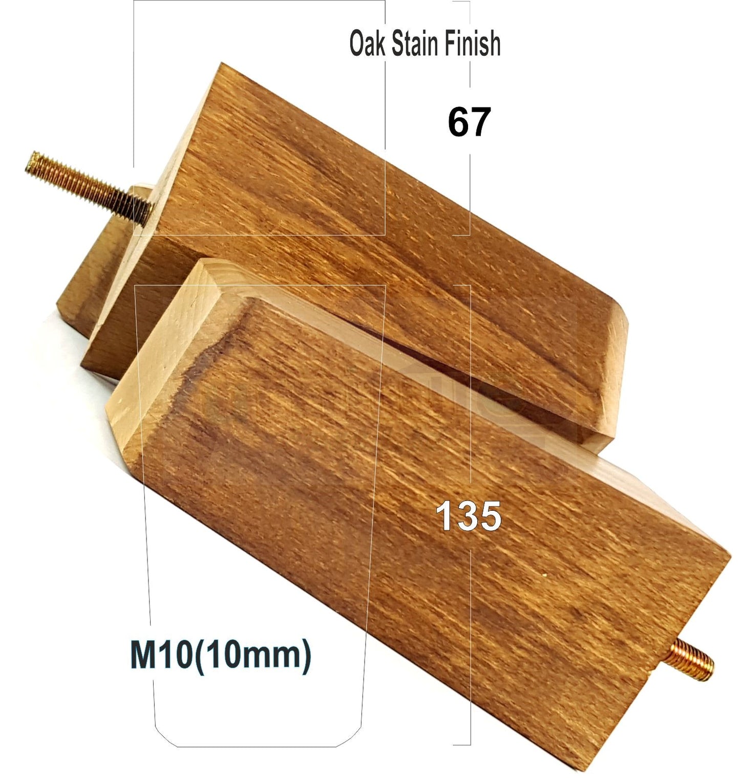 4x Block Wood Sofa Legs 135mm High Replacement Furniture Feet Chairs Cabinets M10 Thread	