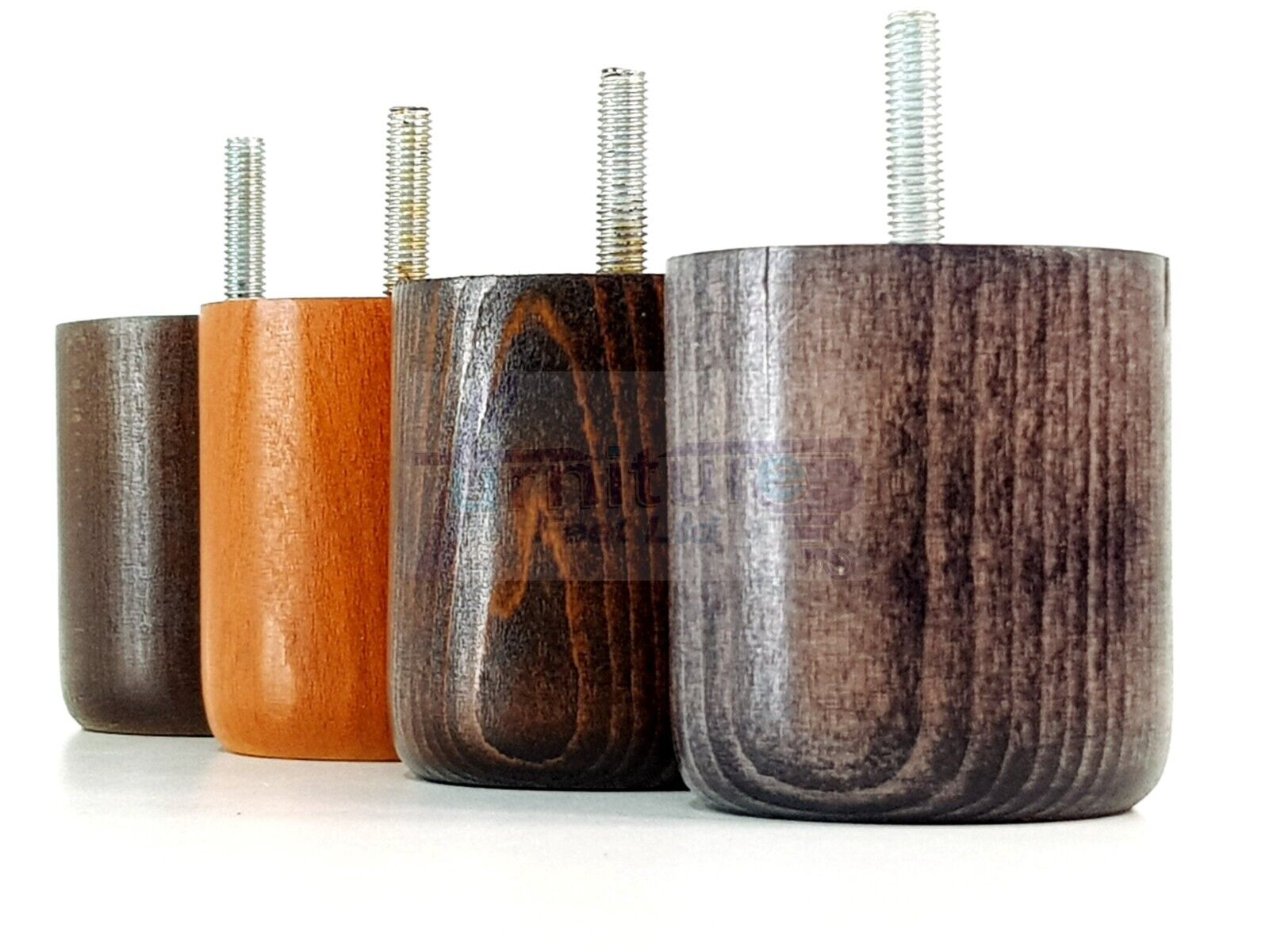 4x Solid Wood Turned Furniture Legs Replacement Bun Feet 70mm High 8mm Thread