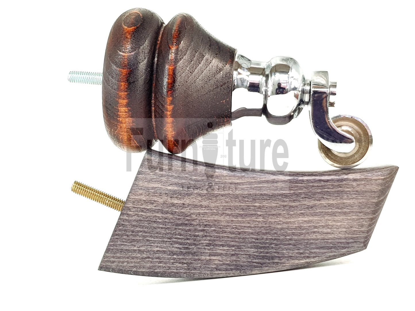 Turned Wood Furniture Feet 2 With Chrome Castors 150mm & 2 Curved Back Legs Sofas Chairs Cabinets Beds M8