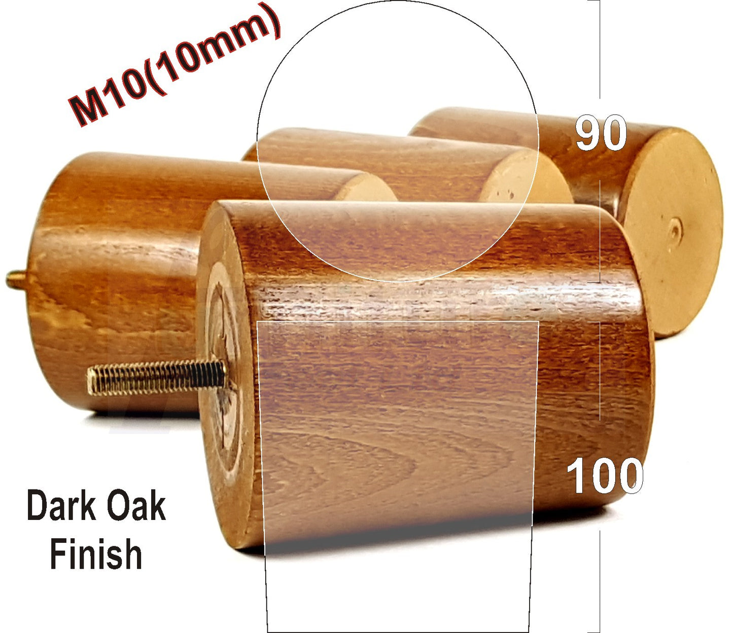 4x Turned Wood Furniture Legs Chair Sofa Bed M10 Replacement Settee Feet 100mm