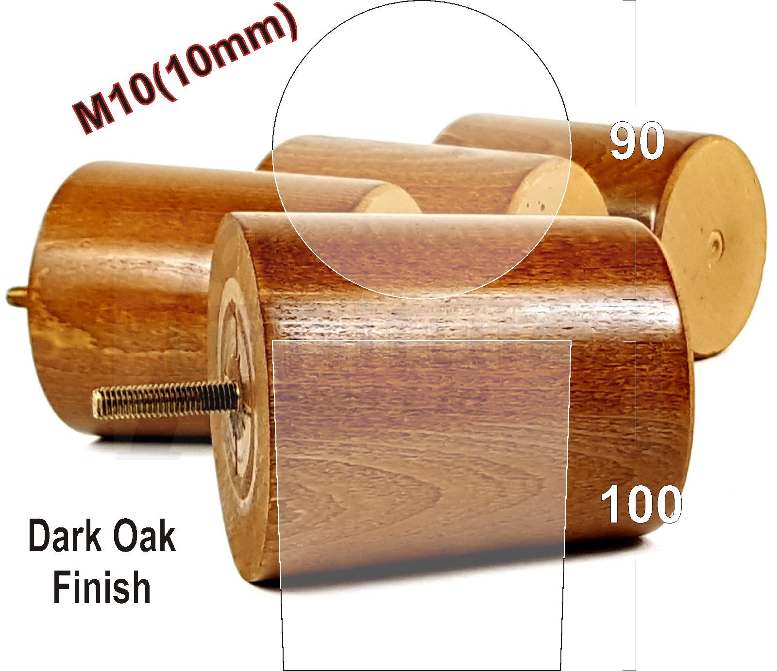 4x Turned Wood Furniture Legs Chair Sofa Bed M10 Replacement Settee Feet 100mm