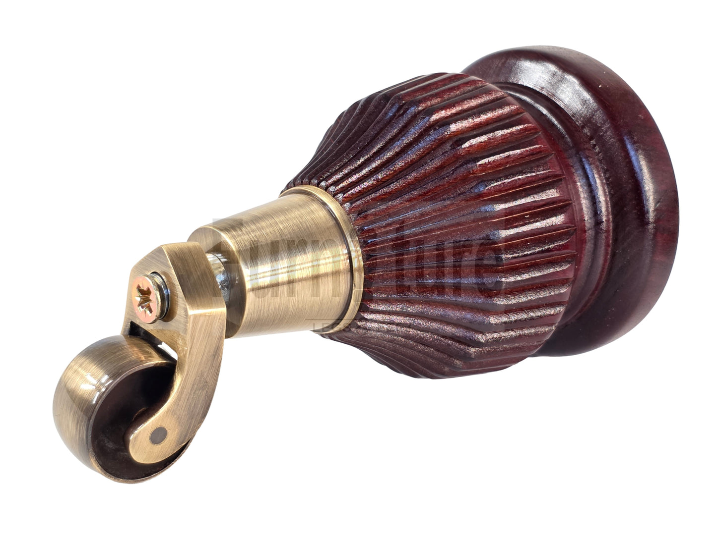 Wood Furniture Legs Replacement Feet 6 Inches with Antique Brass Castors 155mm High M8 Dowl Fixing - Mahogany Finish