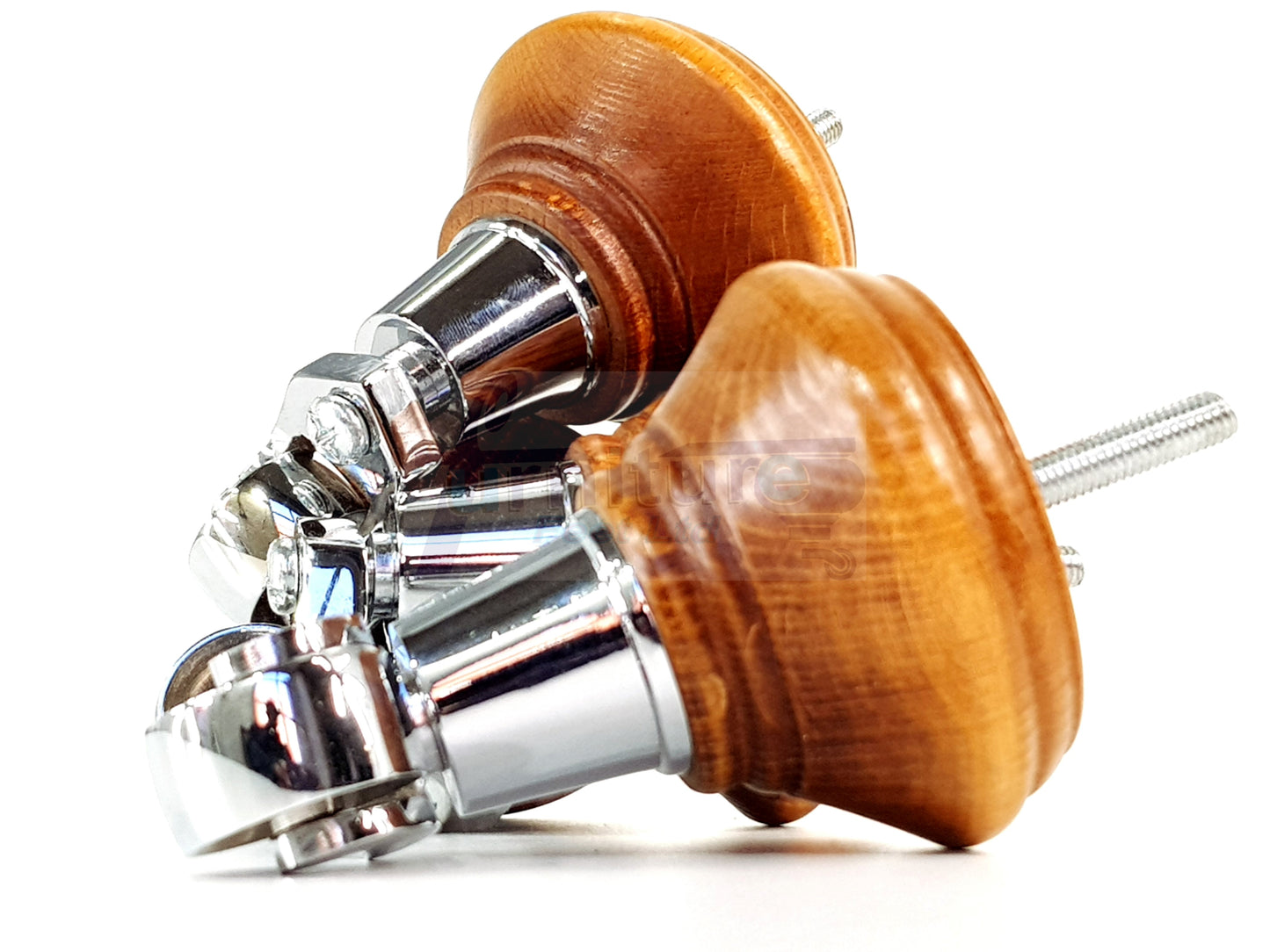 4x Medium Oak Washed Wooden Furniture Sofa Legs M8 With Castors Replacment Chair Settee Feet 115mm - 125mm High