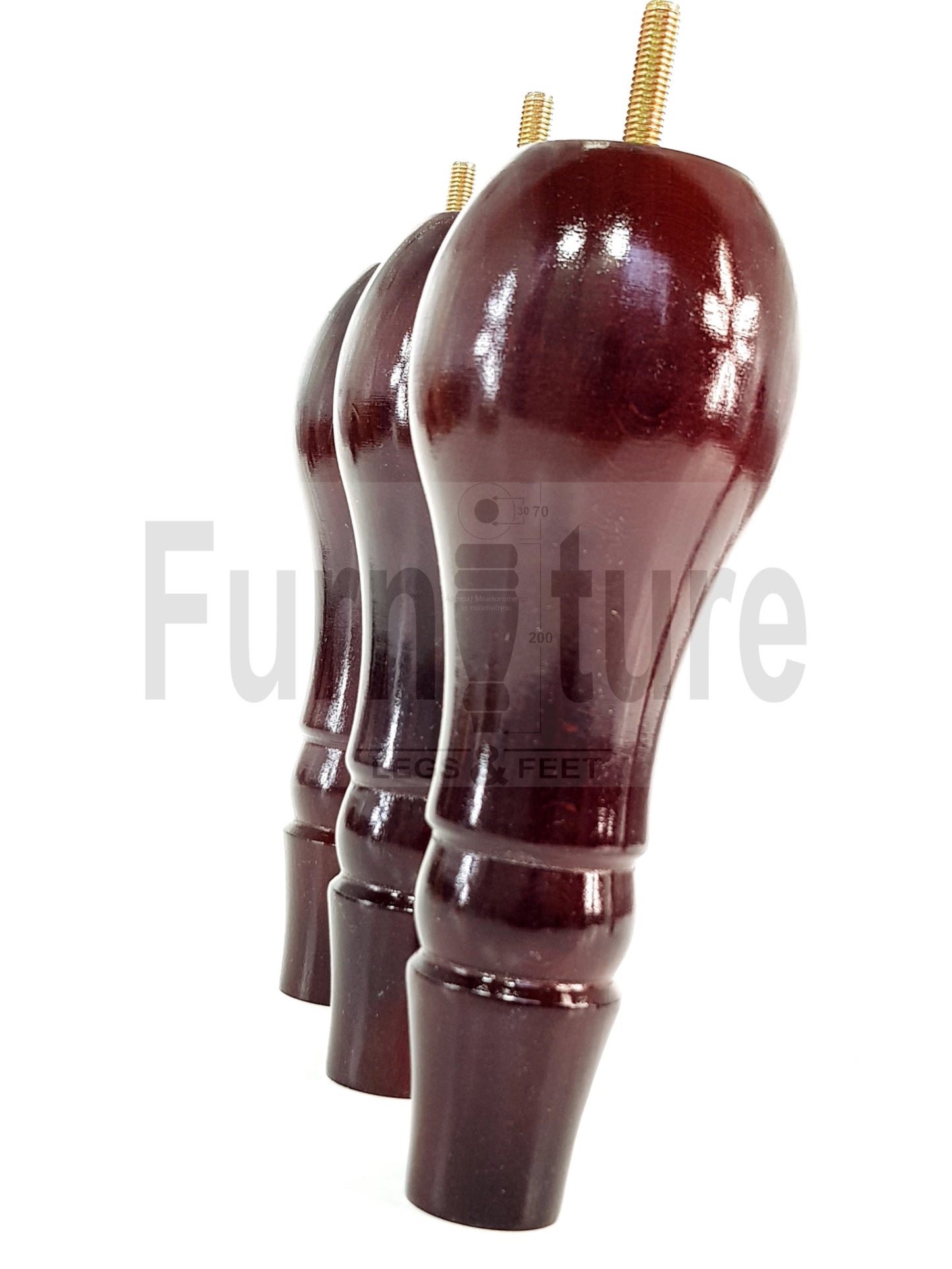 4x Solid Wood Turned Replacement M10 Thread Furniture Legs Sofa Chair Settee Feet 200mm