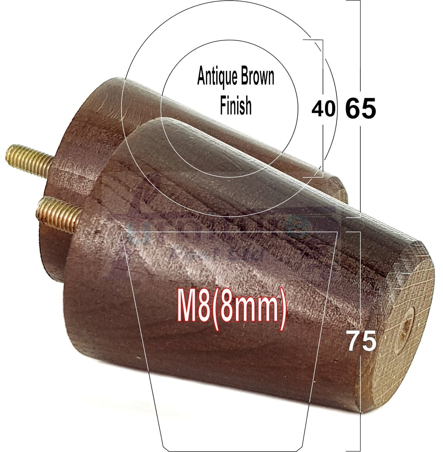 4x Solid Wood Turned Furniture Legs Replacement Bun Feet 75mm High Chairs Stools Sofa's Beds Settee M8